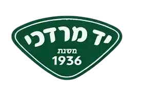 לוגו ירוק עם כיתוב בעברית בצבע לבן: "יד מרדכי" ומתחתיו "1936", המציין כי המותג "יד מרדכי" הוקם בשנת 1936.