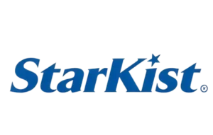 הלוגו של StarKist, בטקסט כחול עם כוכב המהווה את הנקודה מעל האות "i", מוצג על רקע לבן חלק.