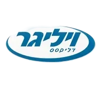 לוגו סגלגל בצבעי כחול ולבן עם טקסט בעברית, ובו המילה "ויליגר" באותיות כחולות מודגשות, ומתחתיה הטקסט "דיליסוס" באותיות קטנות יותר.