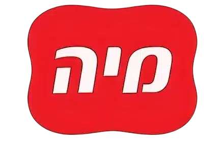 לוגו אדום בעל צורה לא סדירה, שבמרכזו אותיות עבריות לבנות.