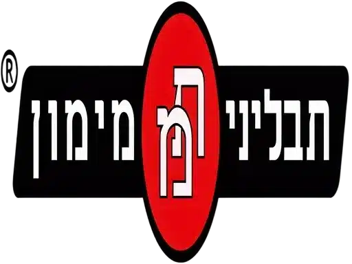 לוגו עם טקסט בעברית בצבע לבן על רקע שחור, ובמרכזו אליפסה אדומה המציגה אותיות עבריות נוספות.