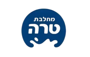 לוגו עגול בצבע כחול עם טקסט בעברית ועיצוב של התזה לבנה בחלקו התחתון.