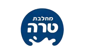 לוגו עגול בצבע כחול עם טקסט בעברית ועיצוב של התזה לבנה בחלקו התחתון.